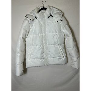Zyia Women's Country Sport White Aspen Puffer Jacket with Removeable Hood SZ XL